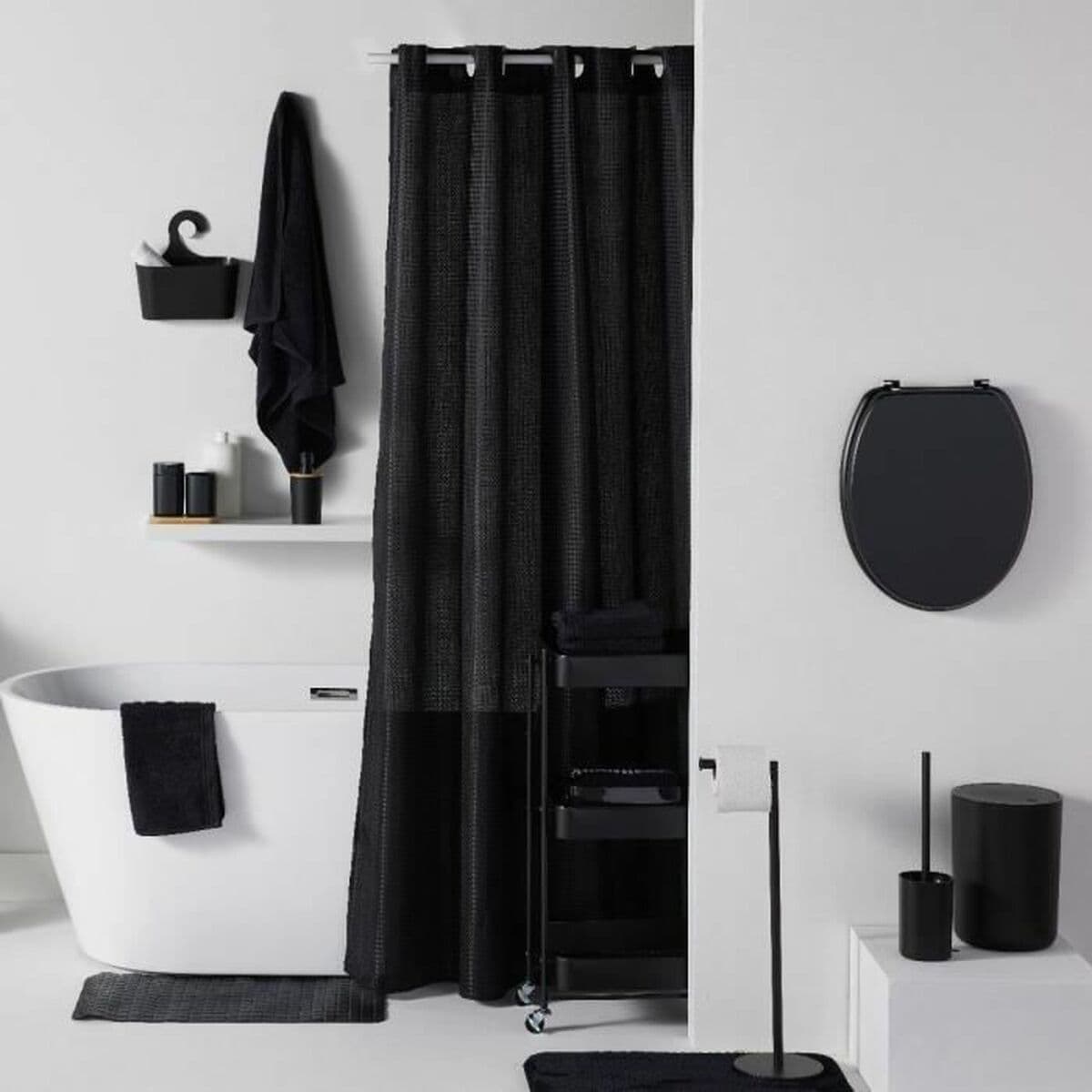 Non-Slip Bath Mat TODAY HOY - UTILITY 40 x 60 cm Black PVC