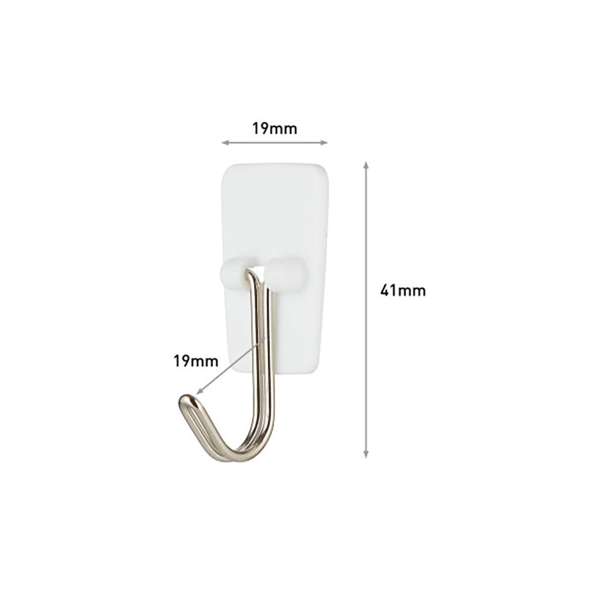 Hook for hanging up 3M 225 g 19 X 41 X 19 MM White Steel (3 Units)