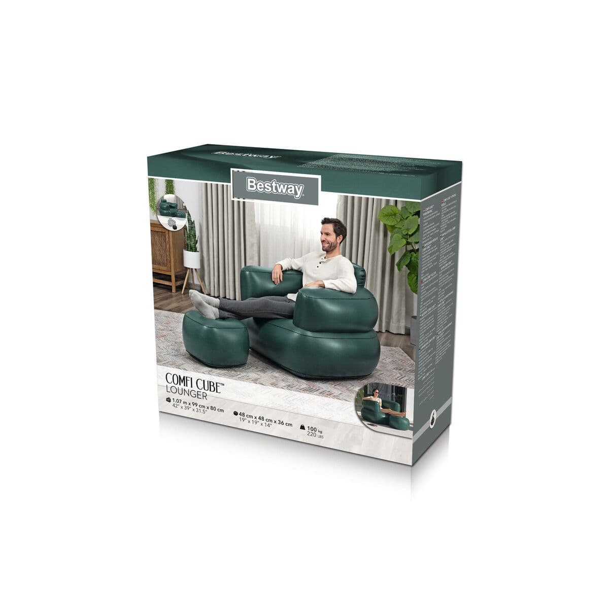 Bestway Inflatable Armchair with Footrest Assorted Color 107x99x80/48x48x36 cm Indoor 75137