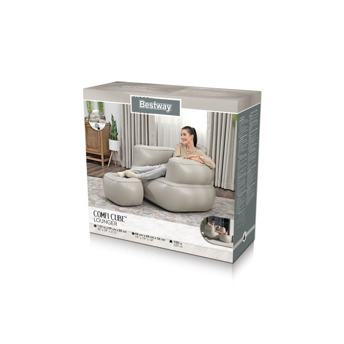 Bestway Inflatable Armchair with Footrest Assorted Color 107x99x80/48x48x36 cm Indoor 75137