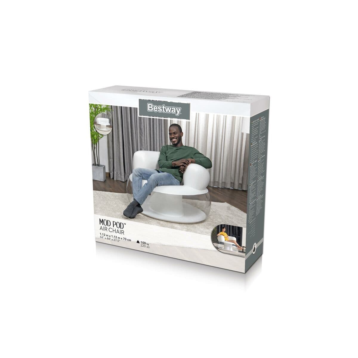 Bestway Inflatable Armchair Single Assorted Color 112x112x70 cm Indoor 75138