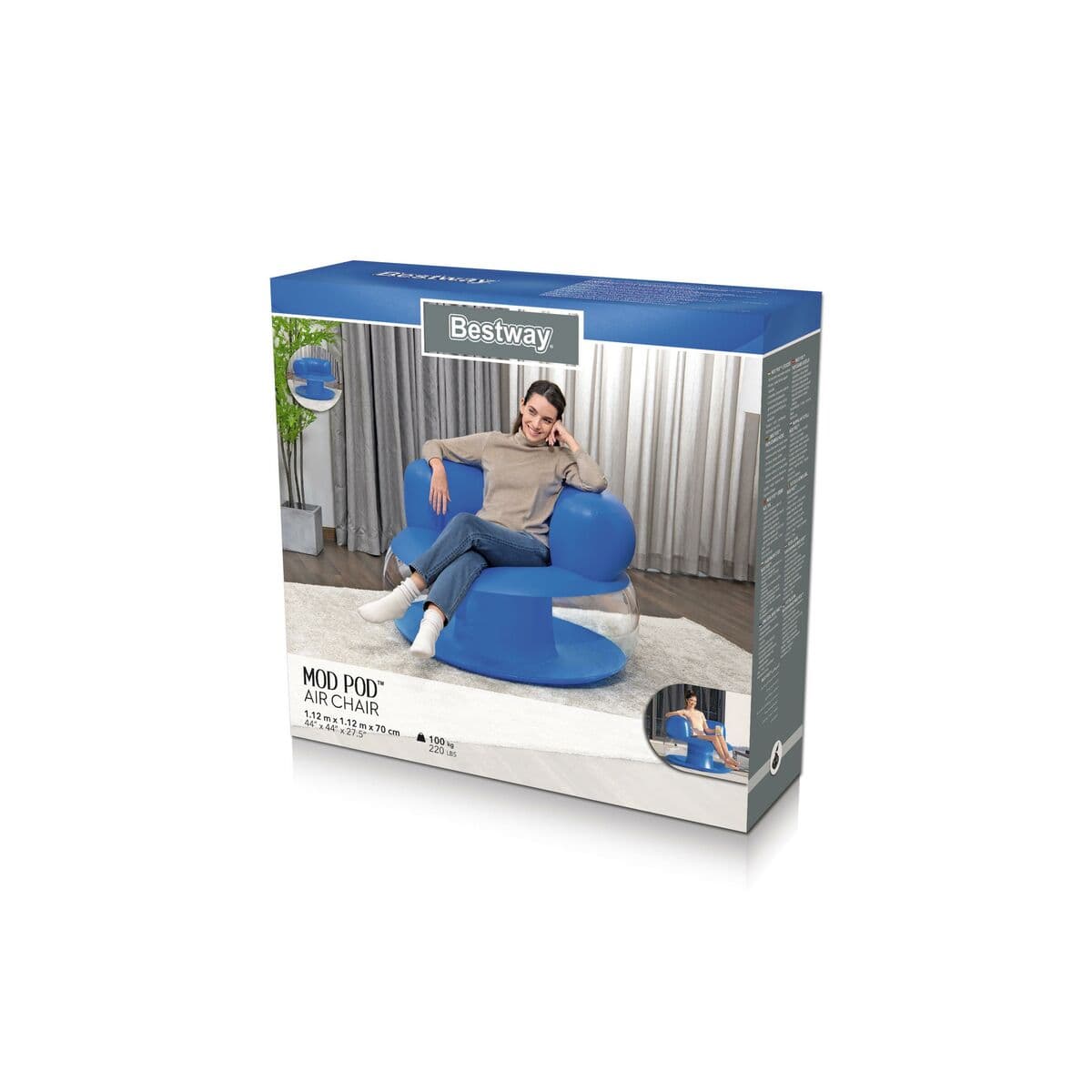 Bestway Inflatable Armchair Single Assorted Color 112x112x70 cm Indoor 75138