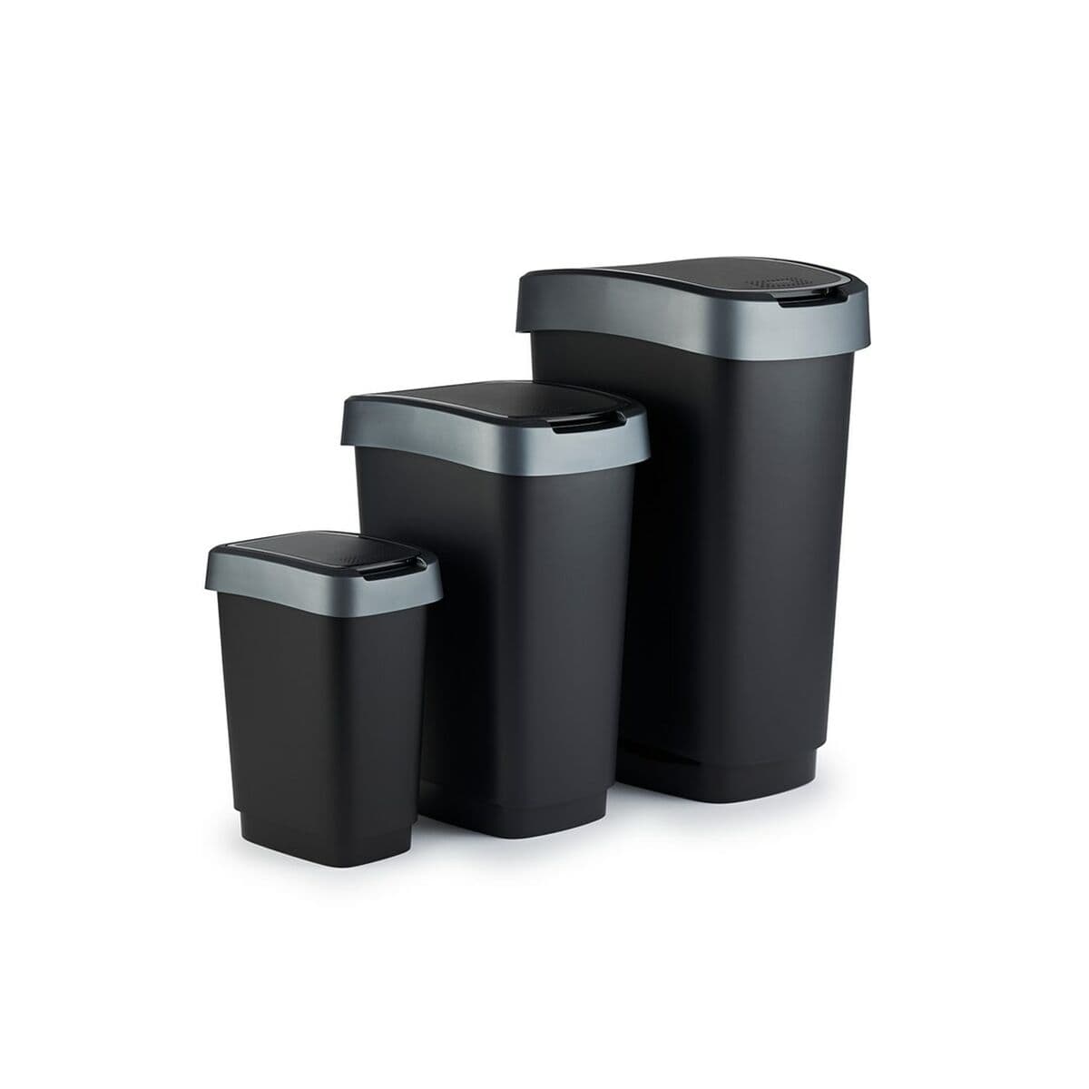 Waste bin Rotho Twist Silver Silver Plastic 10 L