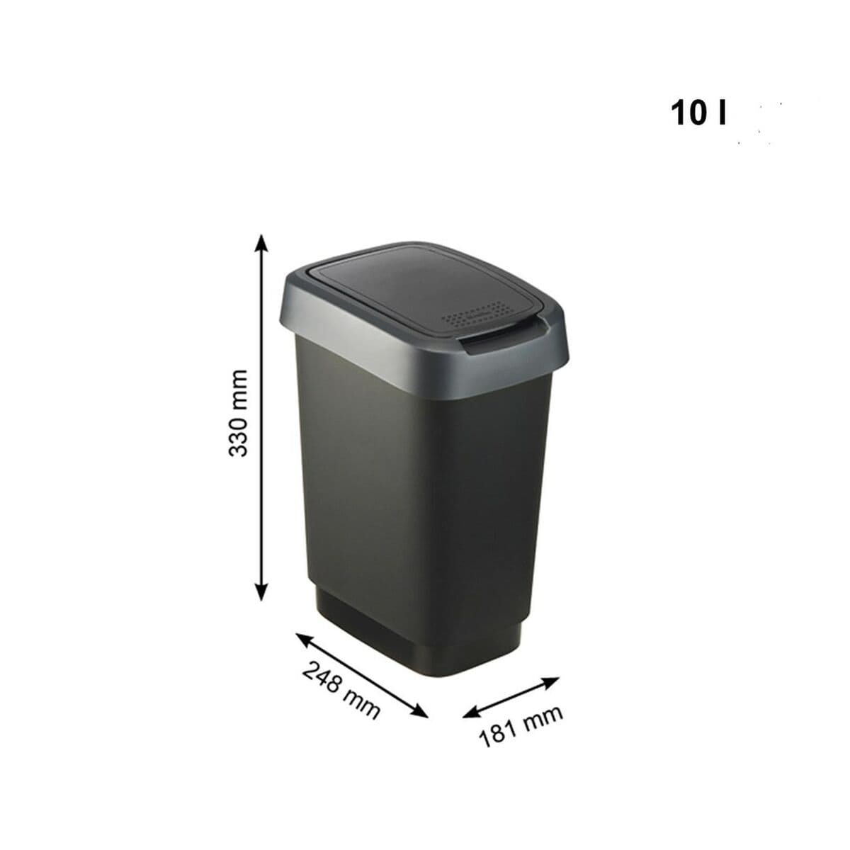 Waste bin Rotho Twist Silver Silver Plastic 10 L