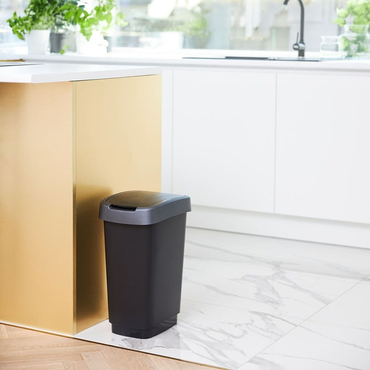 Waste bin Rotho Twist Silver Silver Plastic 10 L