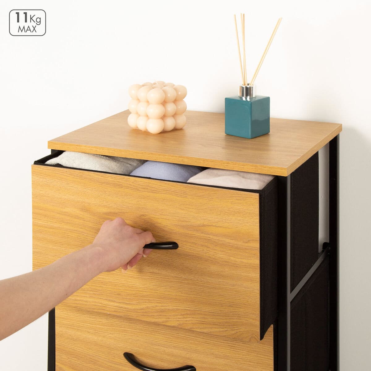 Nightstand Max Home Black 40 x 52 x 30 cm