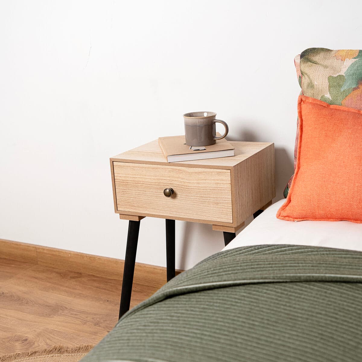 Nightstand Vinthera Moa Steel Natural 35 x 26 x 50 cm