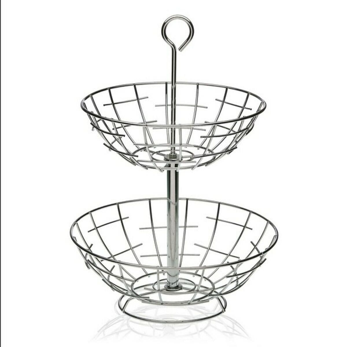 Fruit Bowl Versa 2 Shelves Metal Silver Steel 28 x 41 x 28 cm