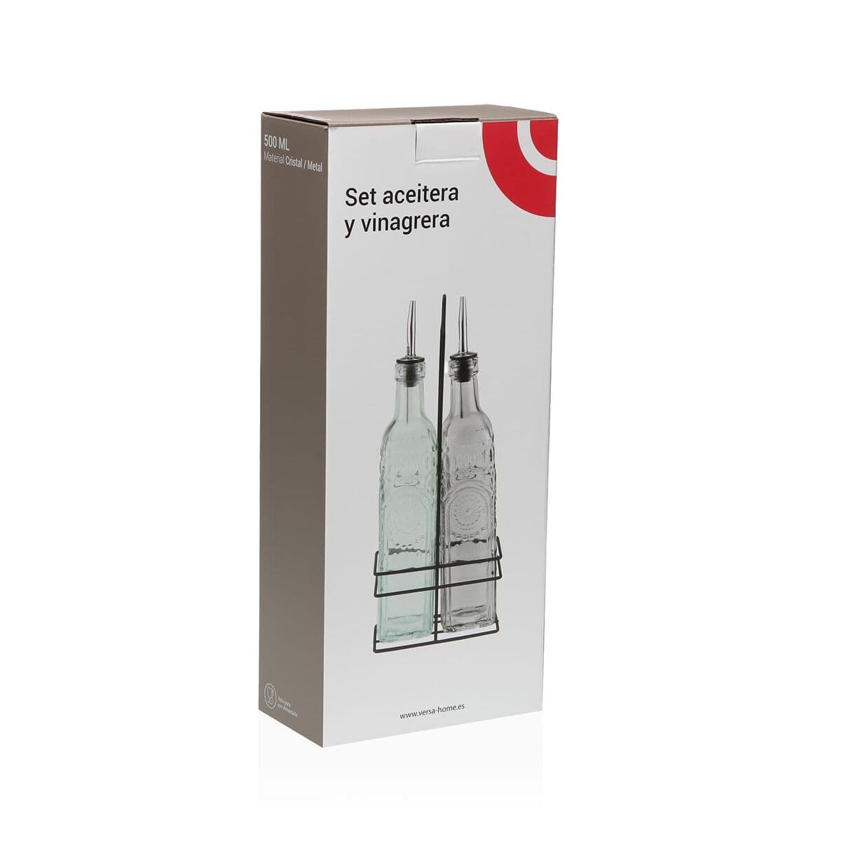 Oil and Vinegar Set Versa Metal Glass 500 ml 7,2 X 32,5 X 13,7 CM
