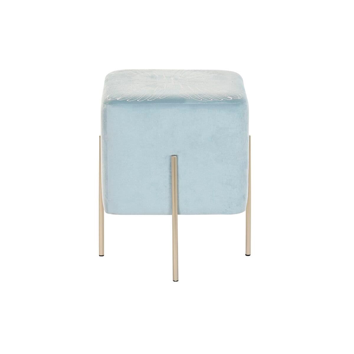 Footrest DKD Home Decor Golden Metal Sky blue (34 x 34 x 40 cm)