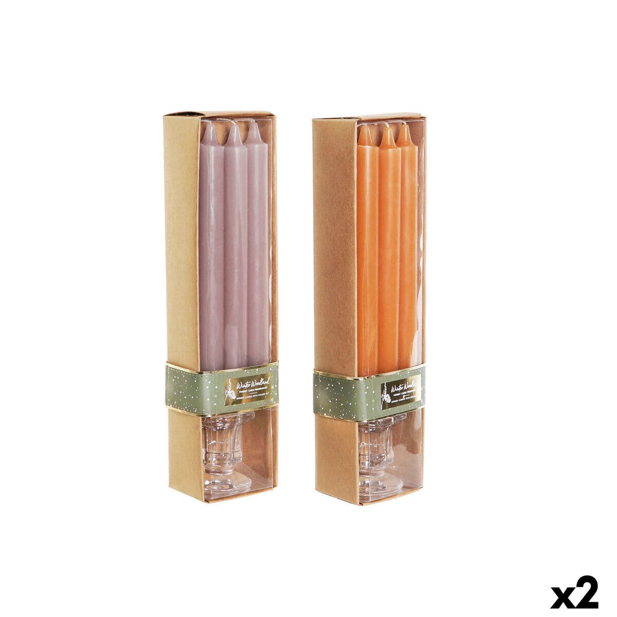 Candle Set DKD Home Decor Grey Orange 2 x 2 x 20 cm 4 Pieces (2 Units)