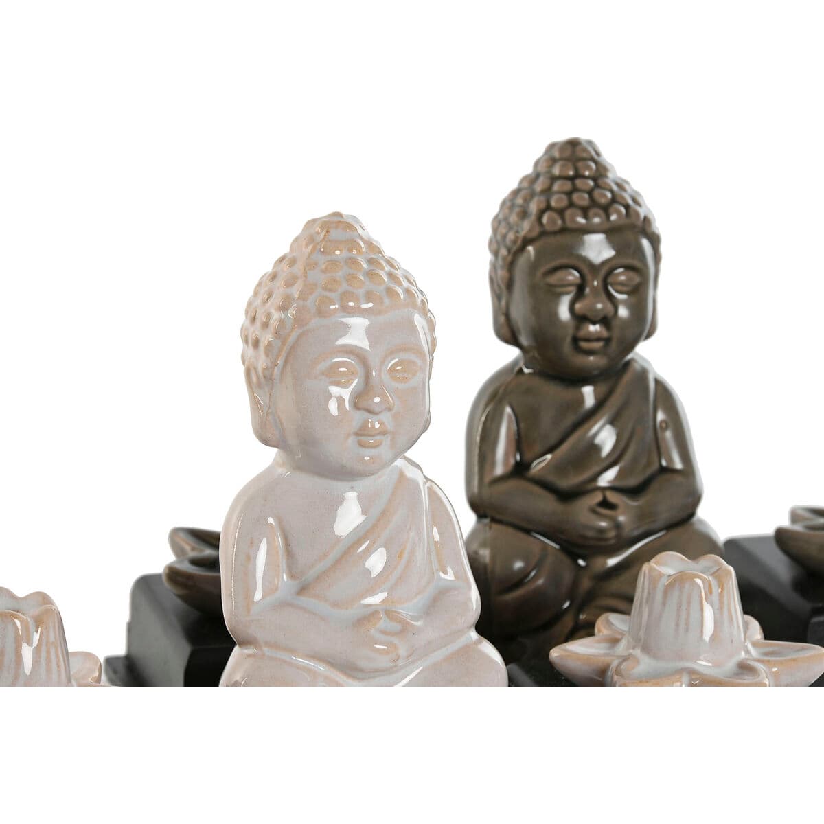 Essential oil burner Home ESPRIT Ceramic MDF Wood Buddha 24 x 8 x 14 cm (2 Units)
