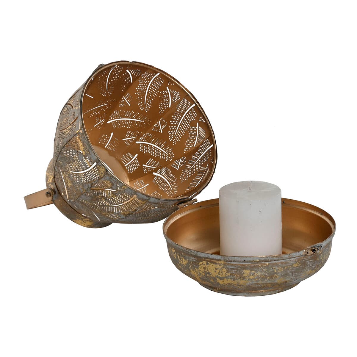 Table Mat Set Home ESPRIT Golden Metal 25 x 25 x 28 cm (3 Units)