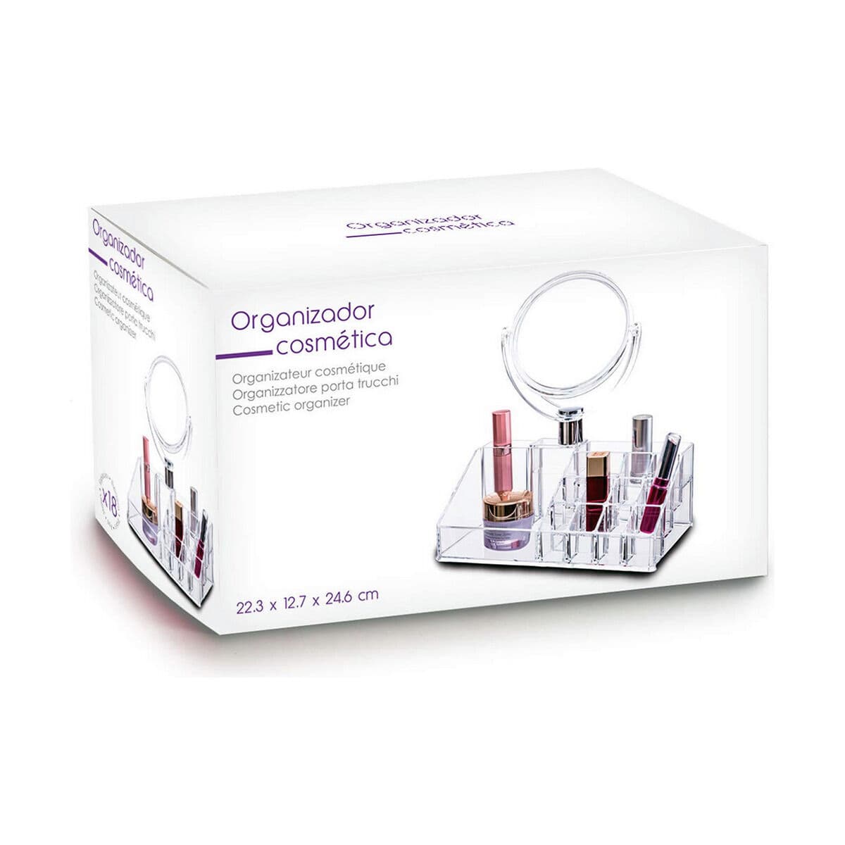 Make-up organizer Berilo Transparent Glass 22,3 x 8 x 12,8 cm 22,5 x 8 x 12,5 cm