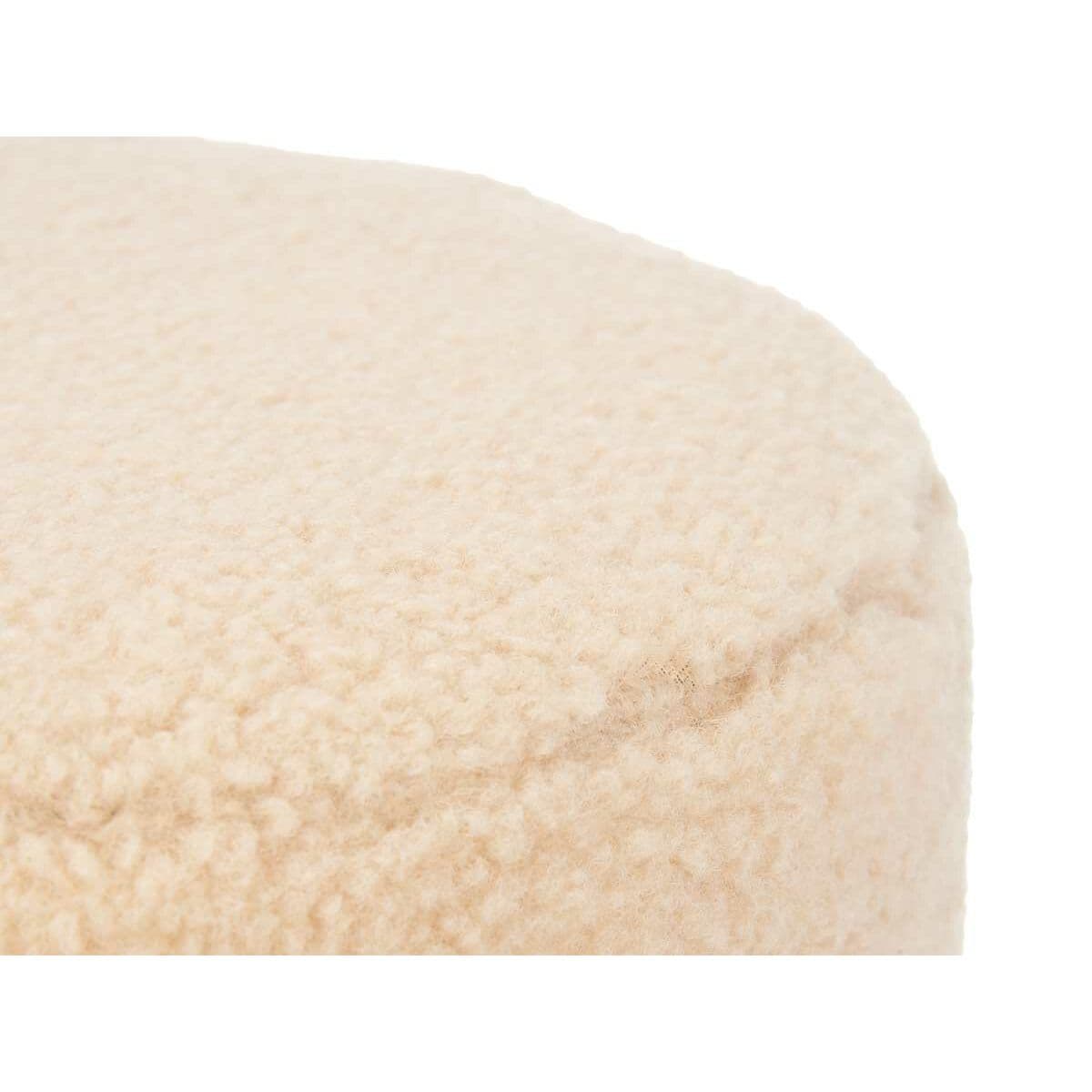 Pouffe Gift Decor Beige Cloth MDF Wood