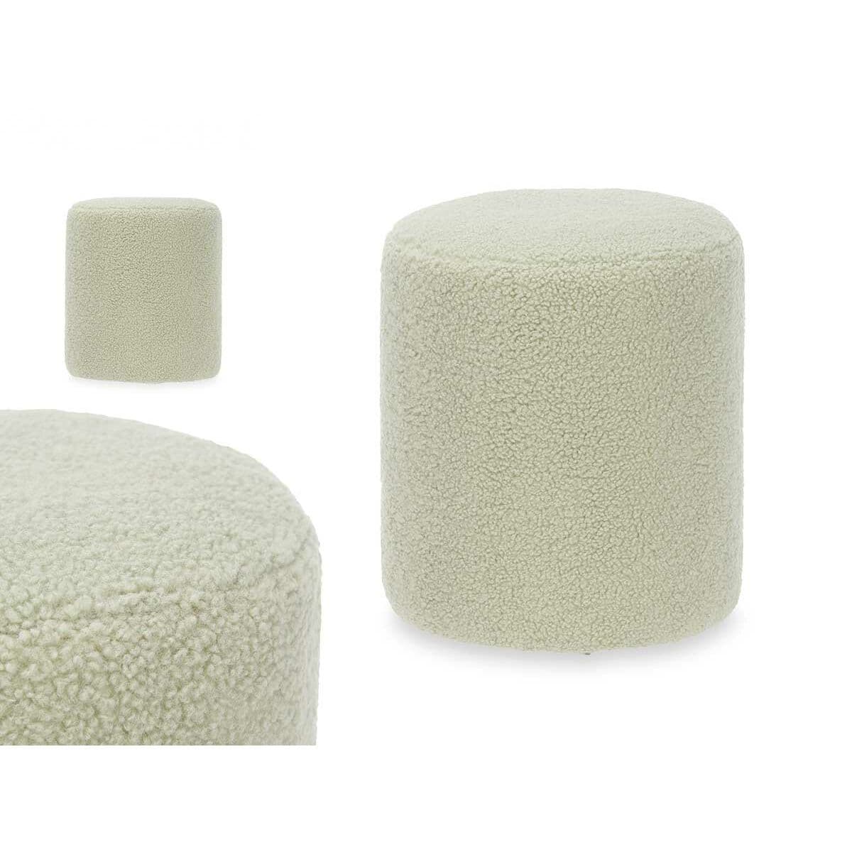 Pouffe Gift Decor Green Cloth MDF Wood