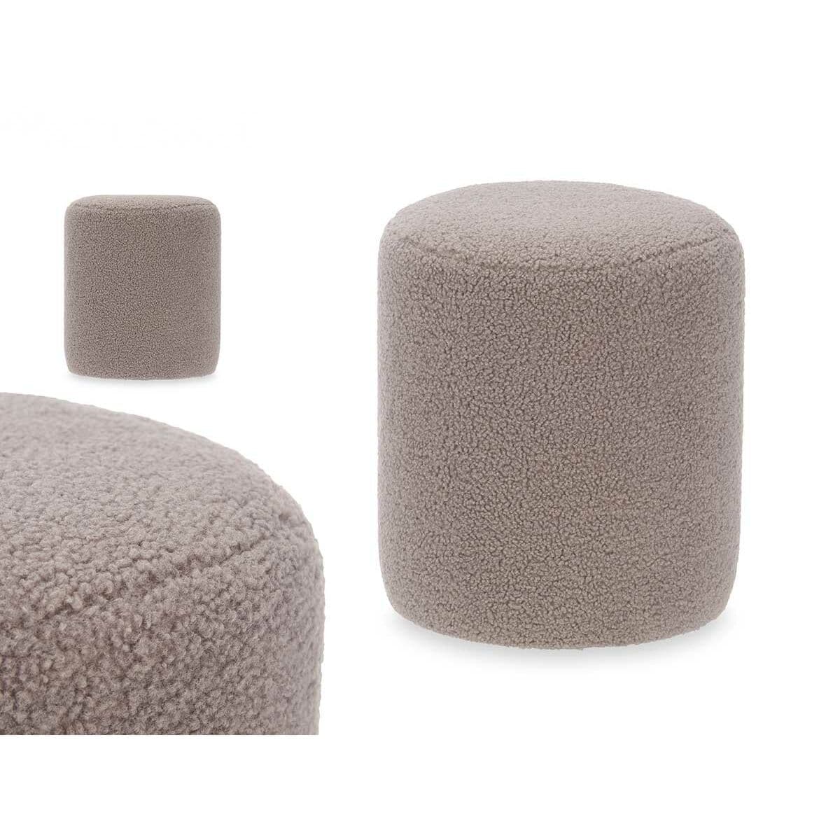 Pouffe Gift Decor Brown Cloth MDF Wood
