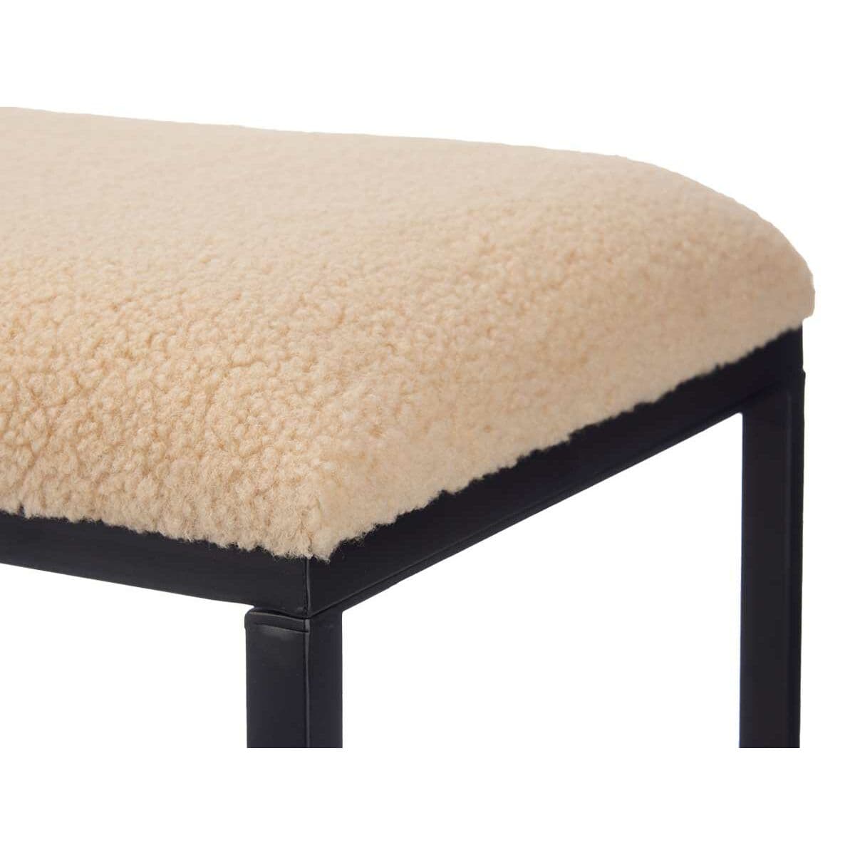 Bench Gift Decor Beige Metal Cloth 81 x 42 x 38 cm