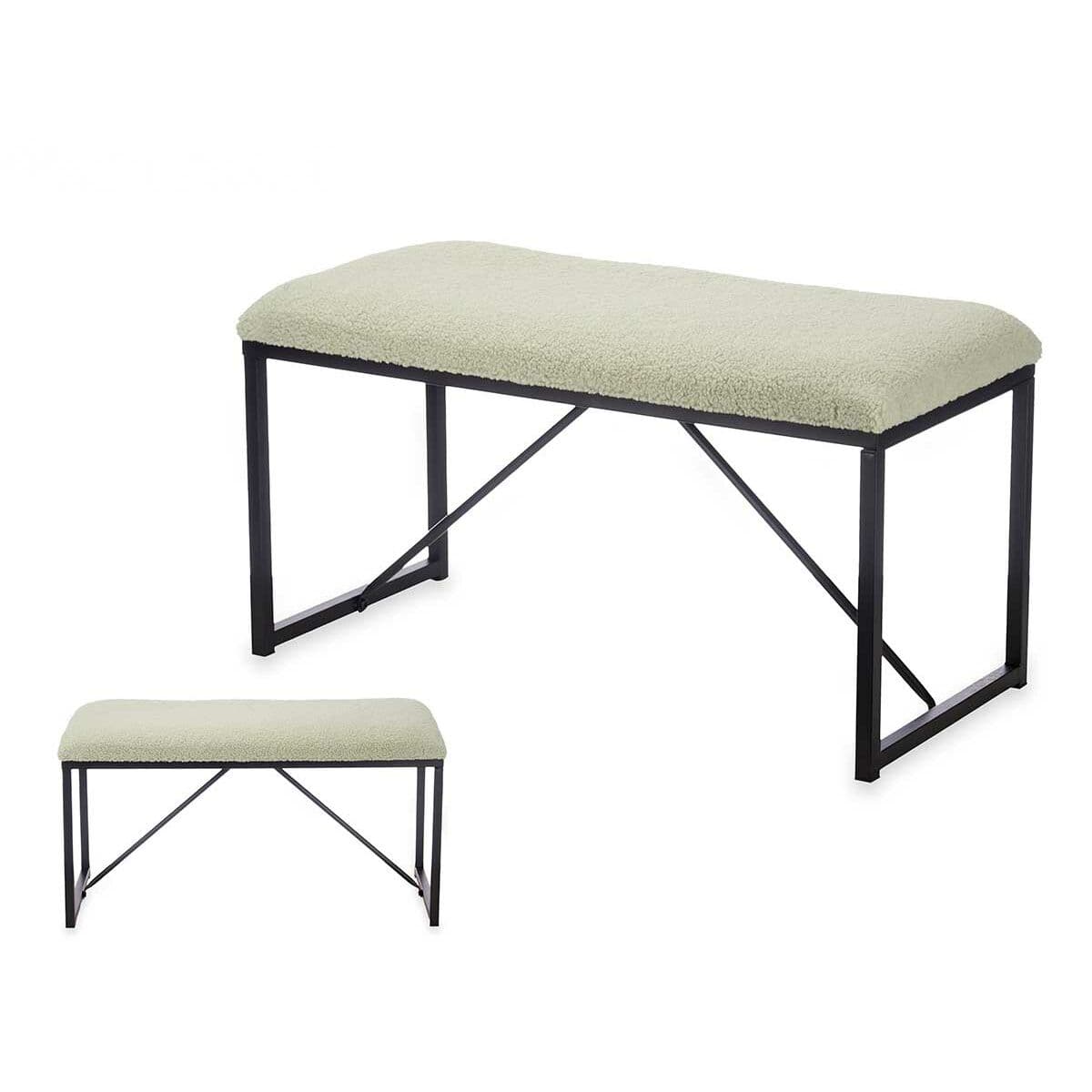 Bench Gift Decor Green Metal Cloth 81 x 42 x 38 cm