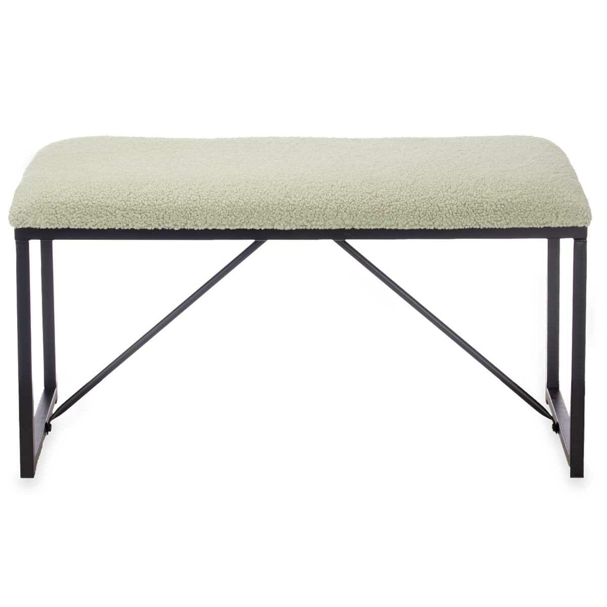 Bench Gift Decor Green Metal Cloth 81 x 42 x 38 cm