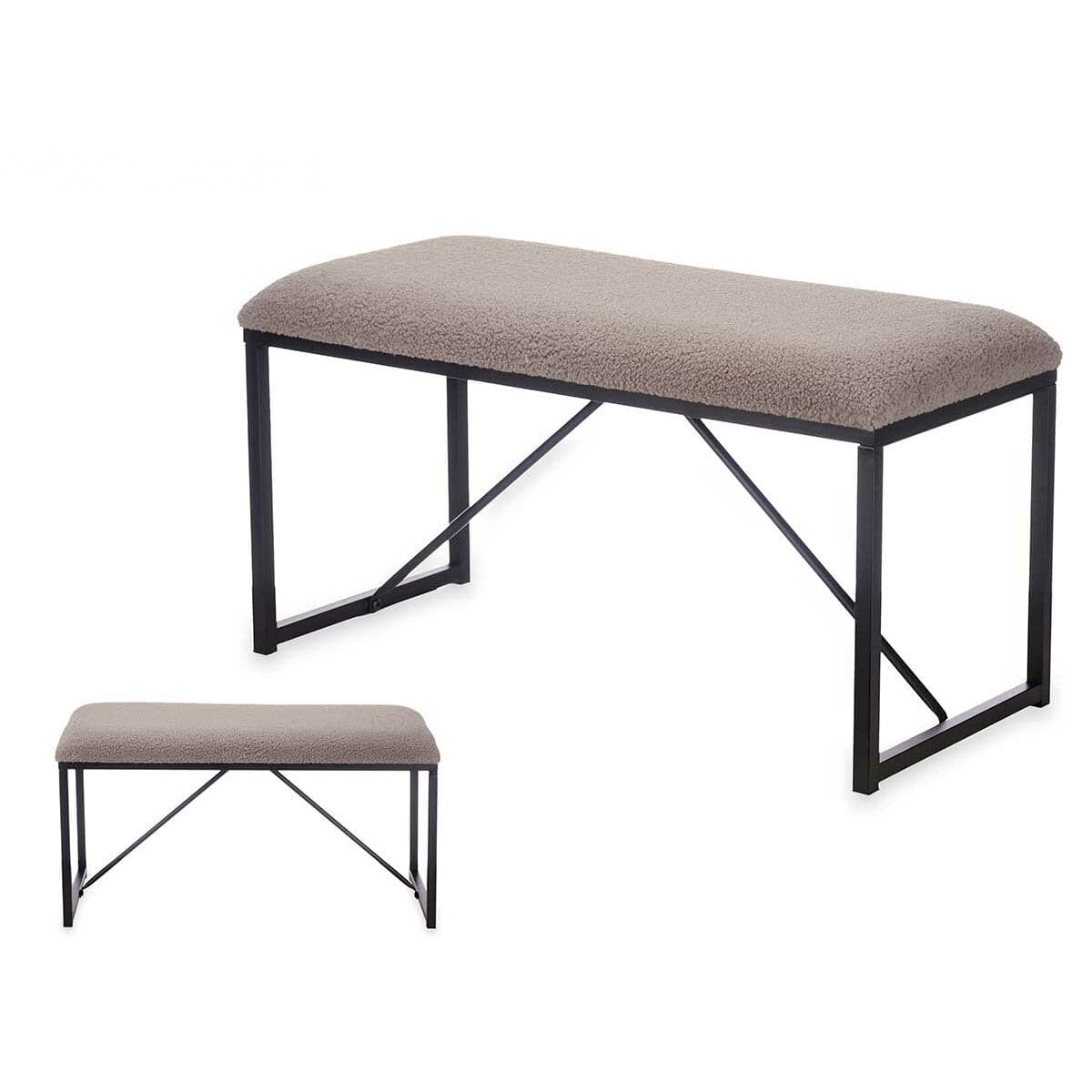 Bench Gift Decor Brown Metal Cloth 81 x 42 x 38 cm