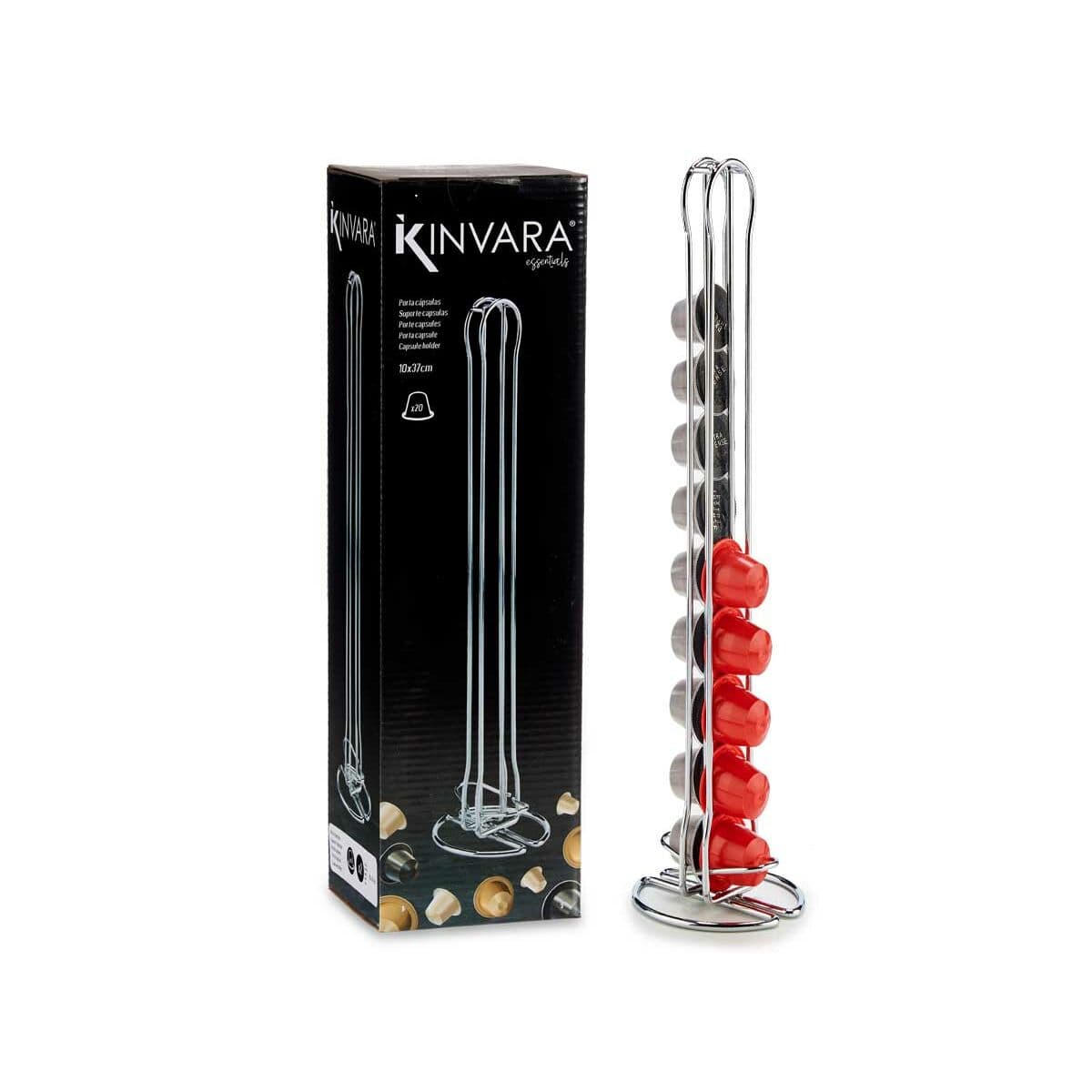 Stand for 20 Coffee Capsules Kinvara Silver Stainless steel Steel 10 x 37,5 x 9 cm