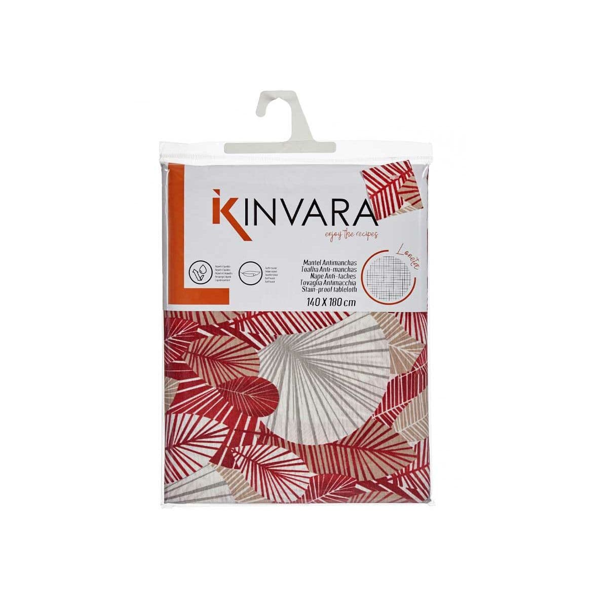 Tablecloth Kinvara Beige Maroon Thin canvas