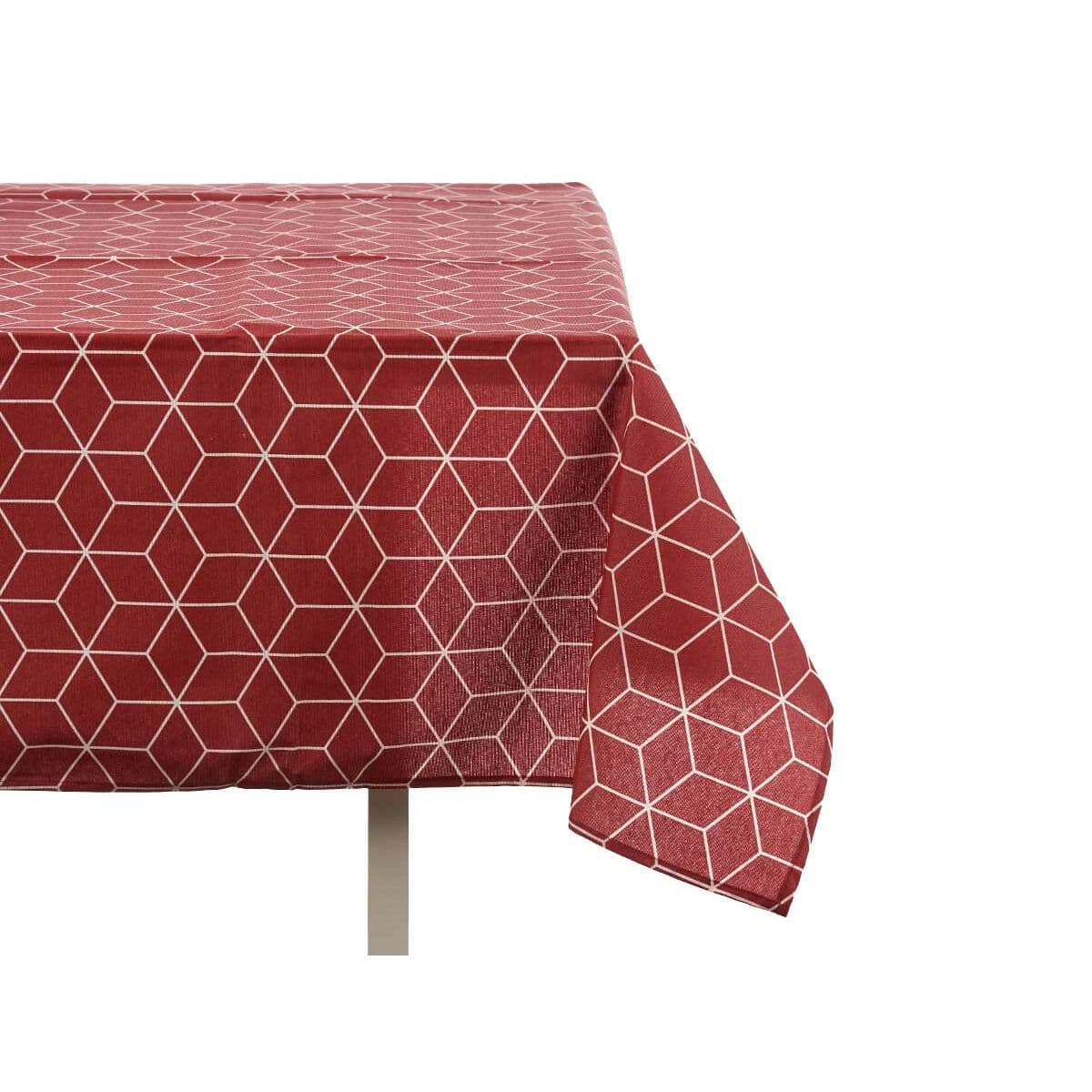 Tablecloth Kinvara White Maroon Thin canvas