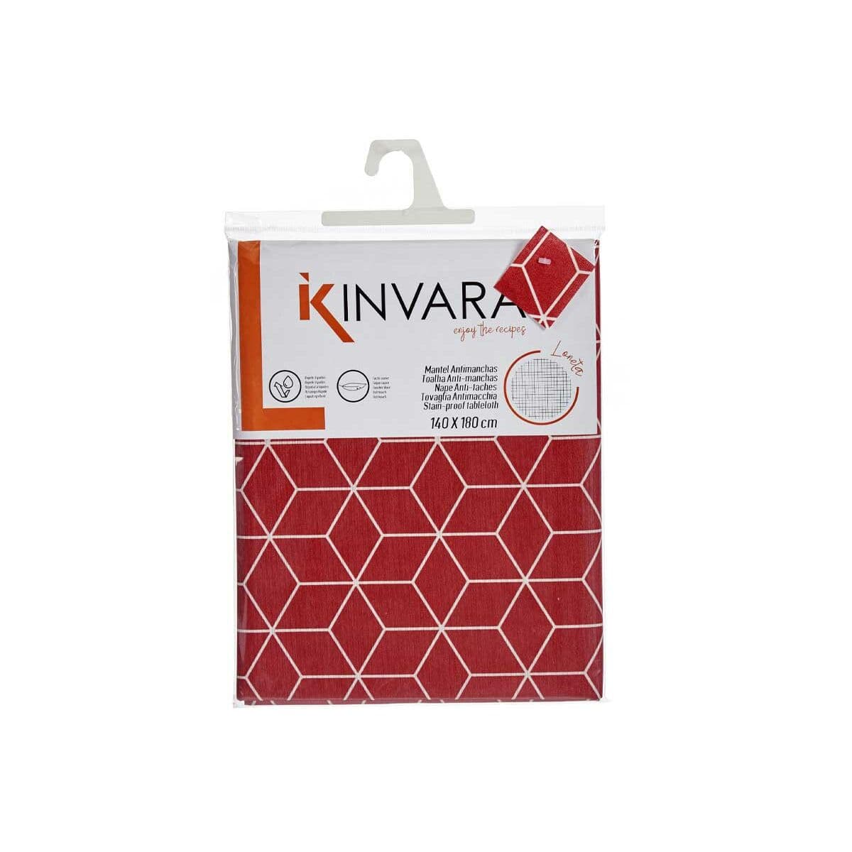 Tablecloth Kinvara White Maroon Thin canvas