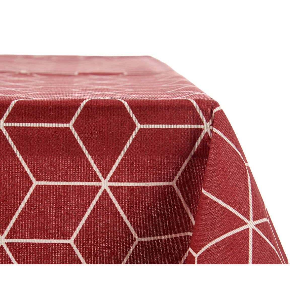 Tablecloth Kinvara White Maroon Thin canvas