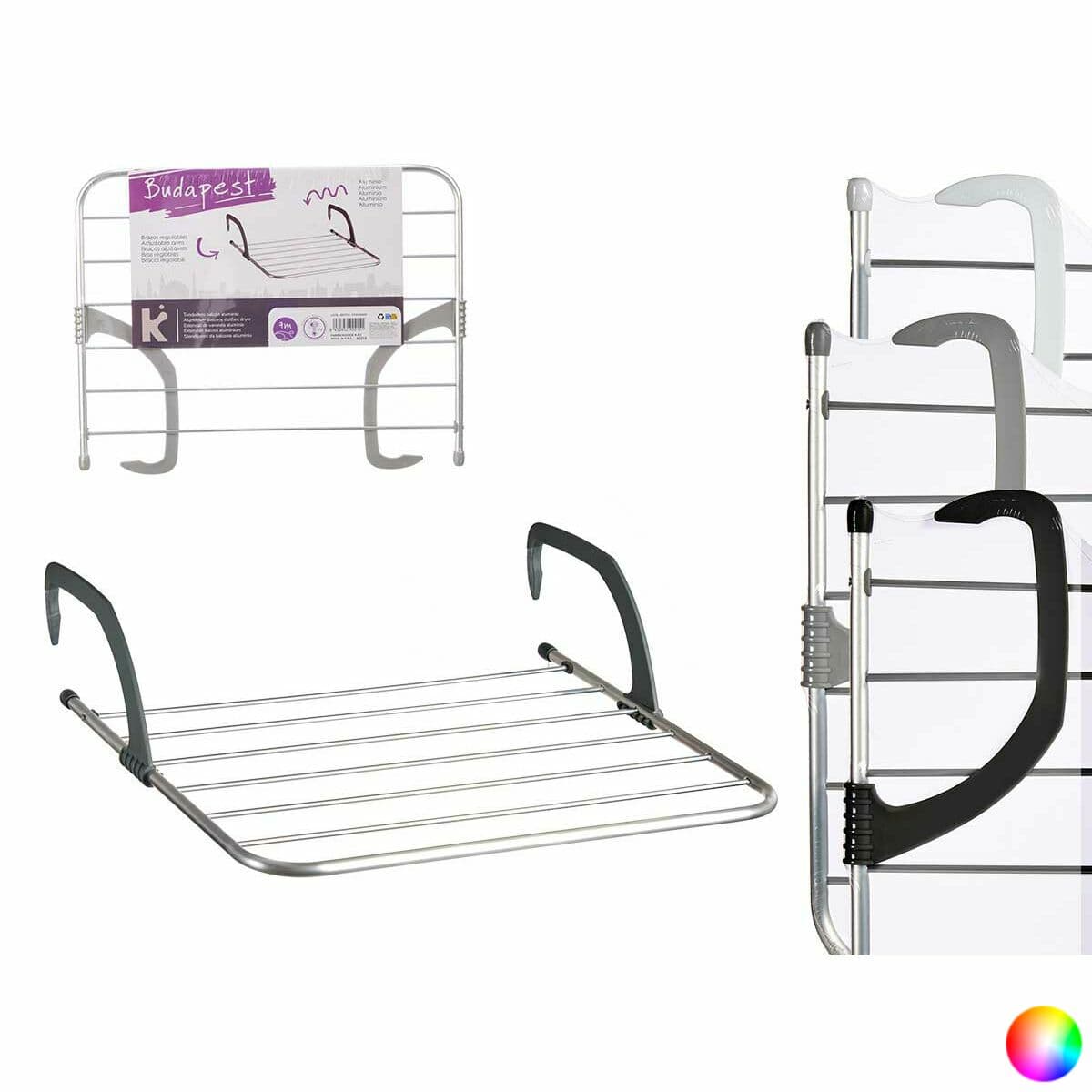 Clothes Line Kipit White Silver Light grey Dark grey Aluminium Plastic 63 x 3 x 50 cm 62,5 x 50 x 16,5 cm 62,5 x 3 x 50 cm 63 x 