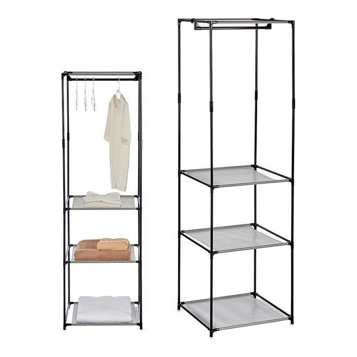 Wardrobe Kipit Black Grey Cloth polypropylene Iron Plastic 43,5 x 160 x 50 cm