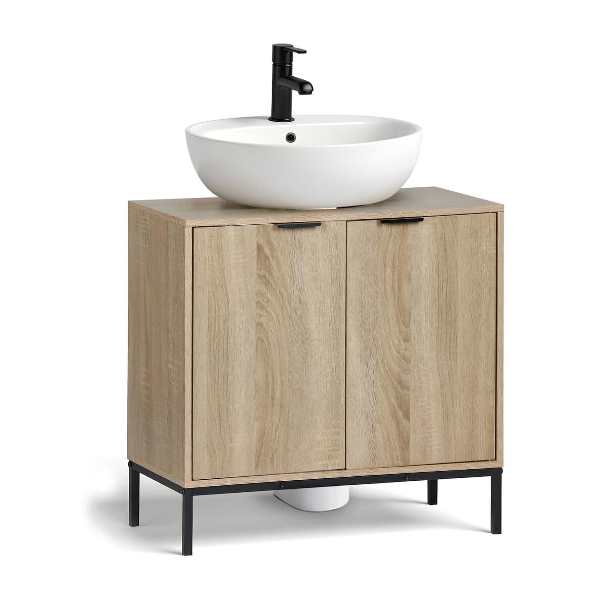 Under Sink Cabinet MobleKit Brown Black Wood Metal 60 x 30 x 60 cm