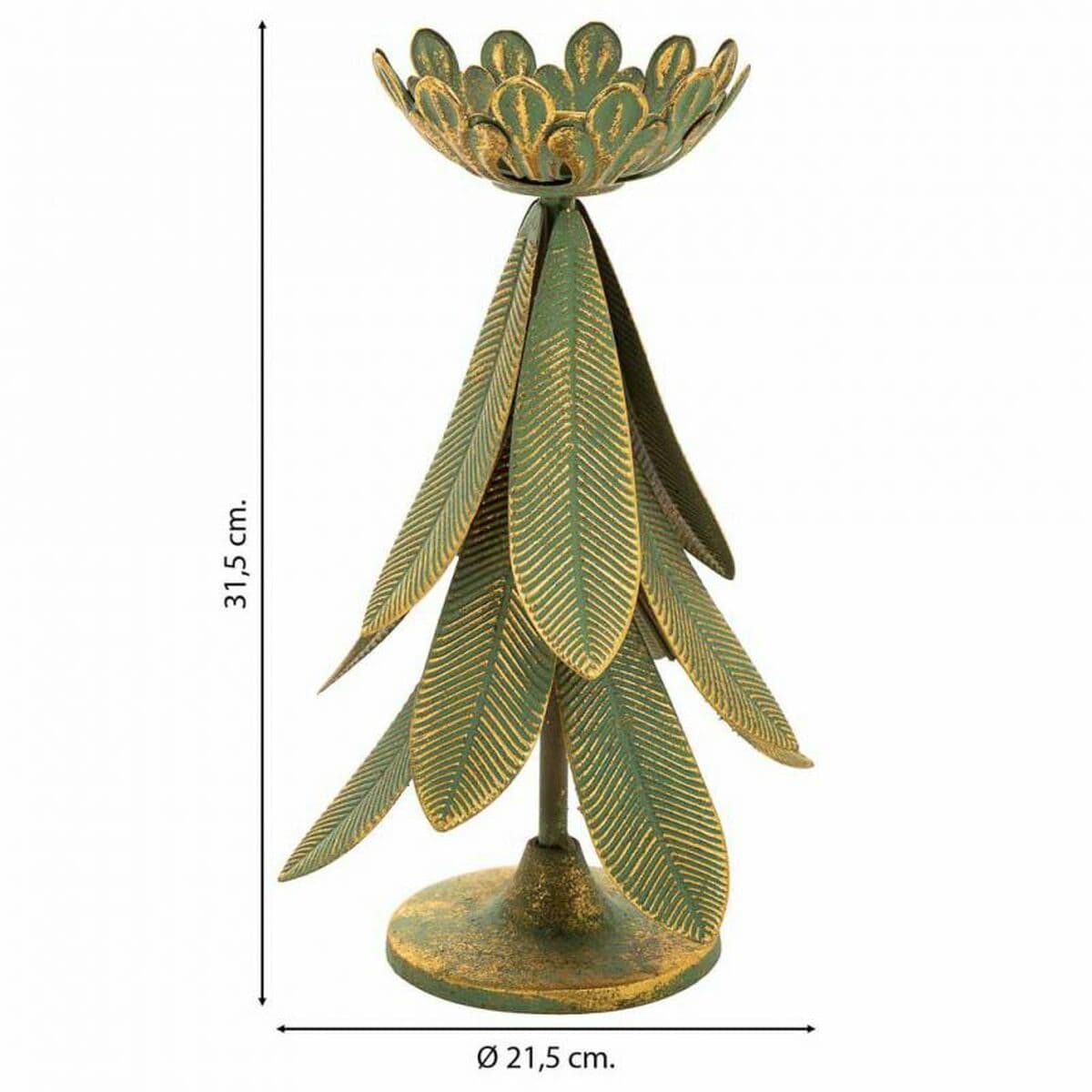 Candlestick Alexandra House Living Golden Iron 21 x 31 x 21 cm Feathers
