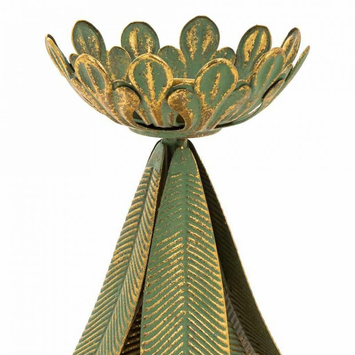 Candlestick Alexandra House Living Golden Iron 21 x 31 x 21 cm Feathers