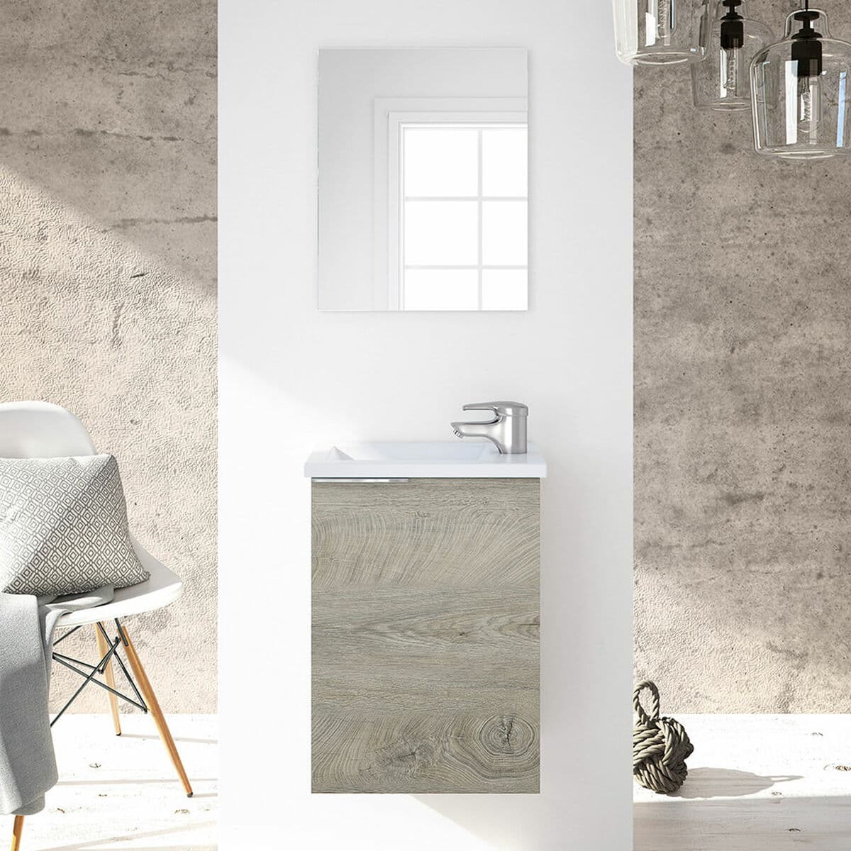 Shelf with hanger and mirror Forés Brown