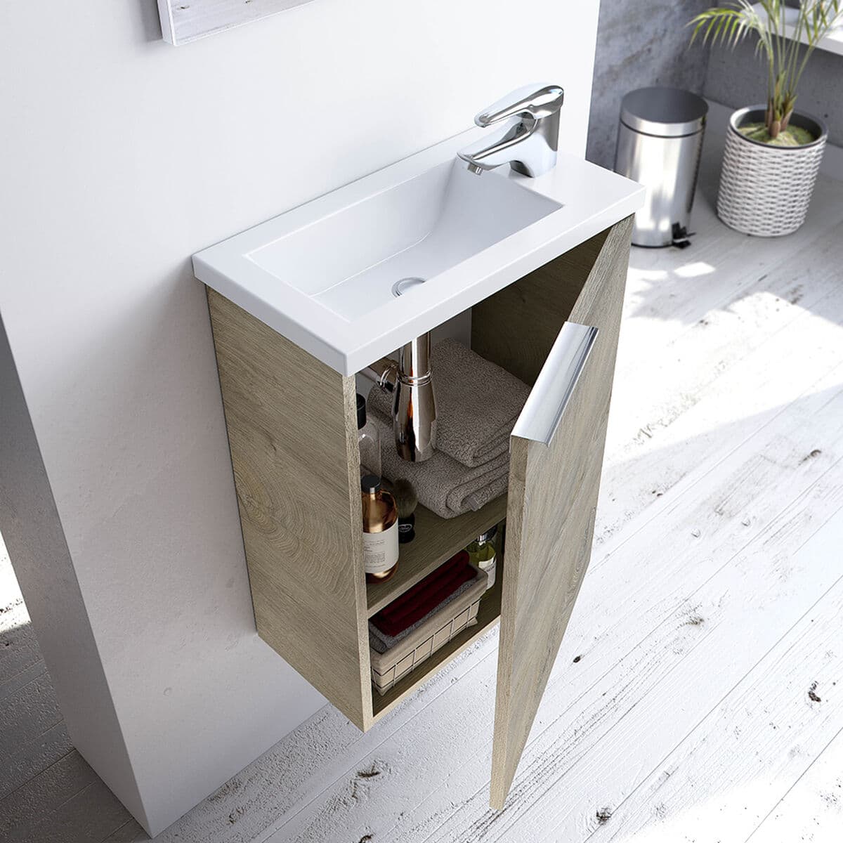 Shelf with hanger and mirror Forés Brown