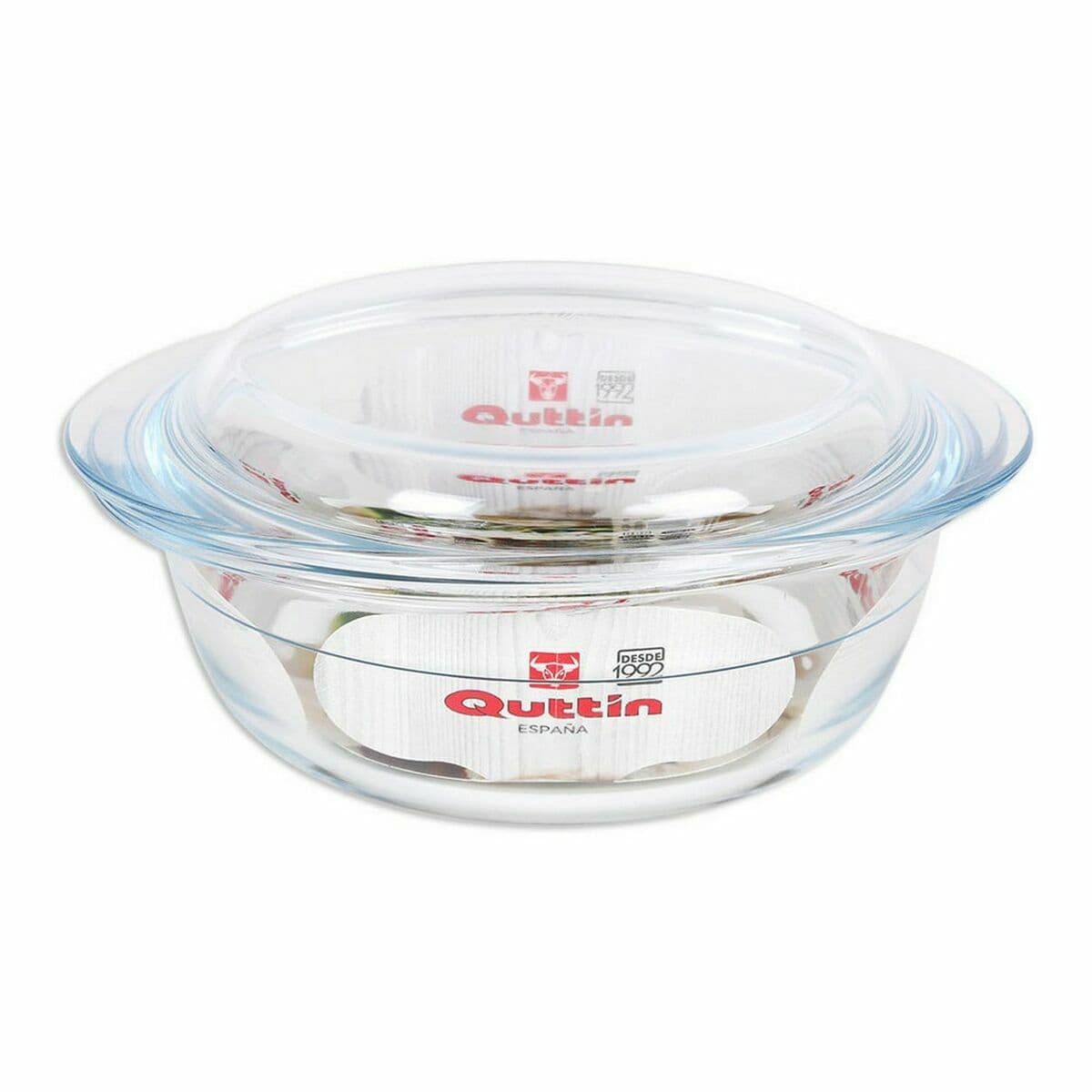 Casserole with lid Quttin Quttin Glass 1,1 + 0,3 L (3 Units)