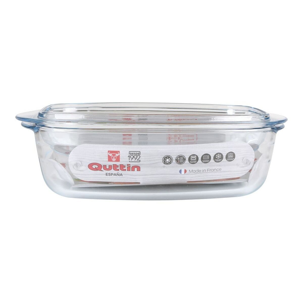Casserole with lid Quttin 63096 Glass 32,8 x 19,7 x 13 cm