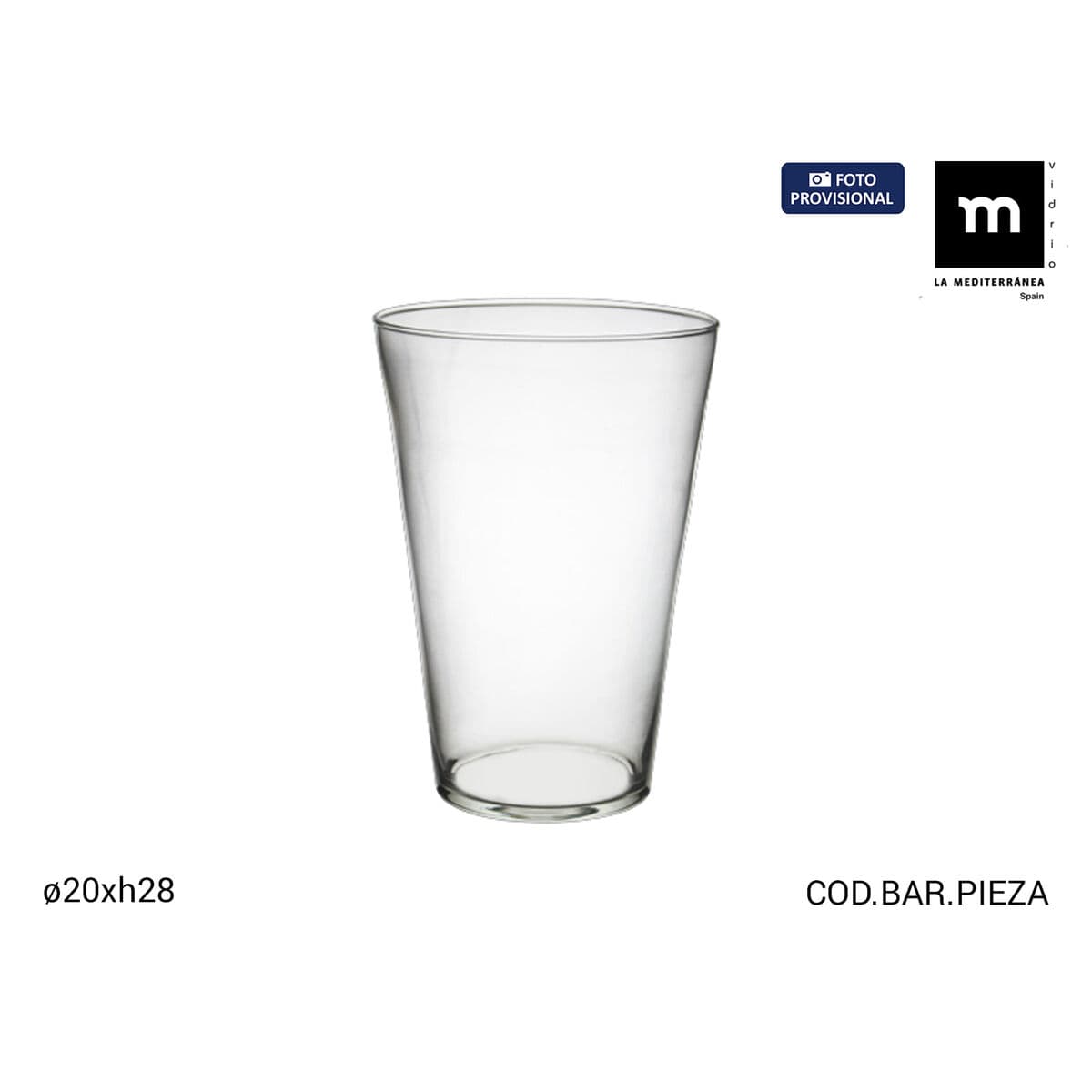 Vase La Mediterránea CONIC RAUL Transparent Glass 20 x 28 cm