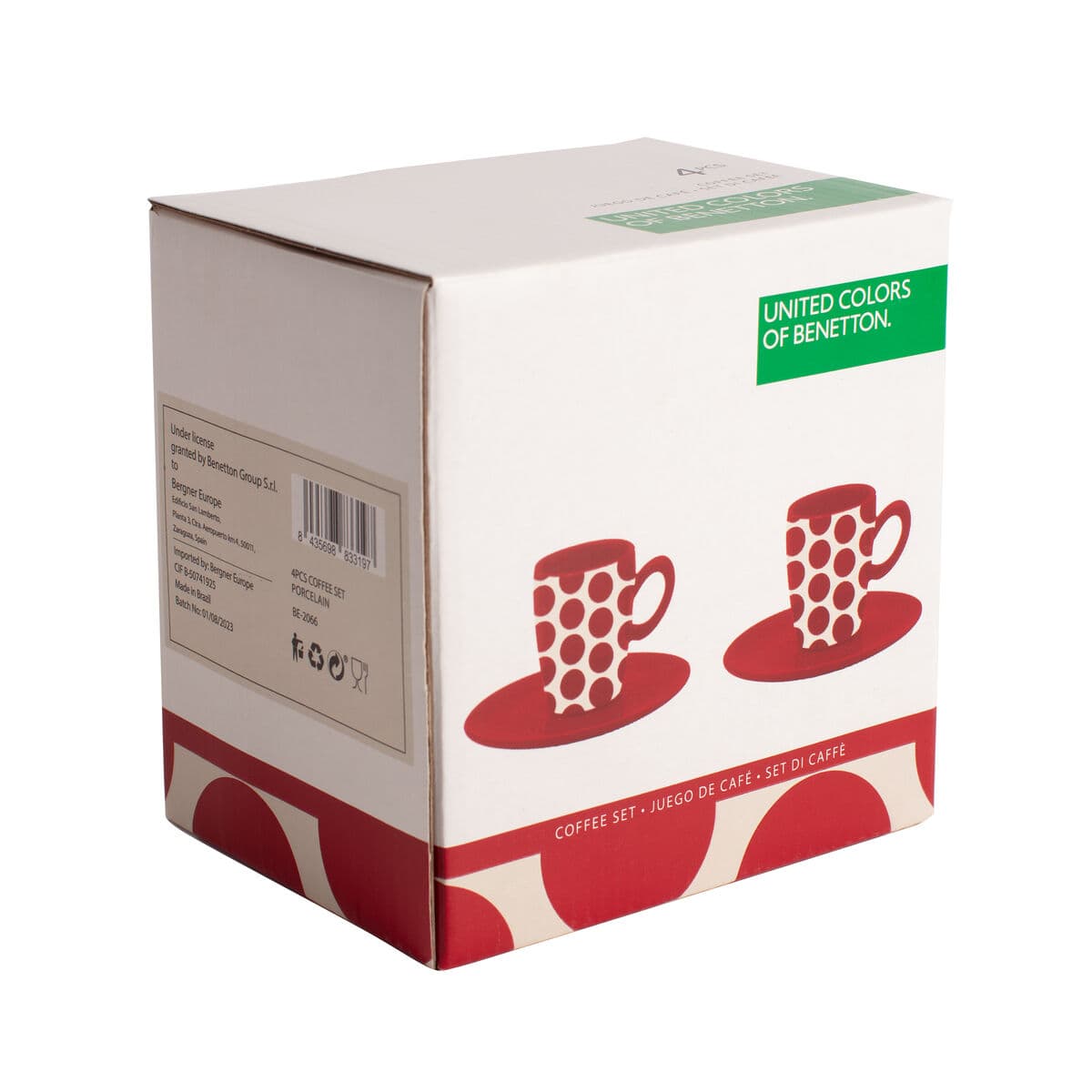 Coffee Set Benetton Red Stoneware Mouse 4 Pieces