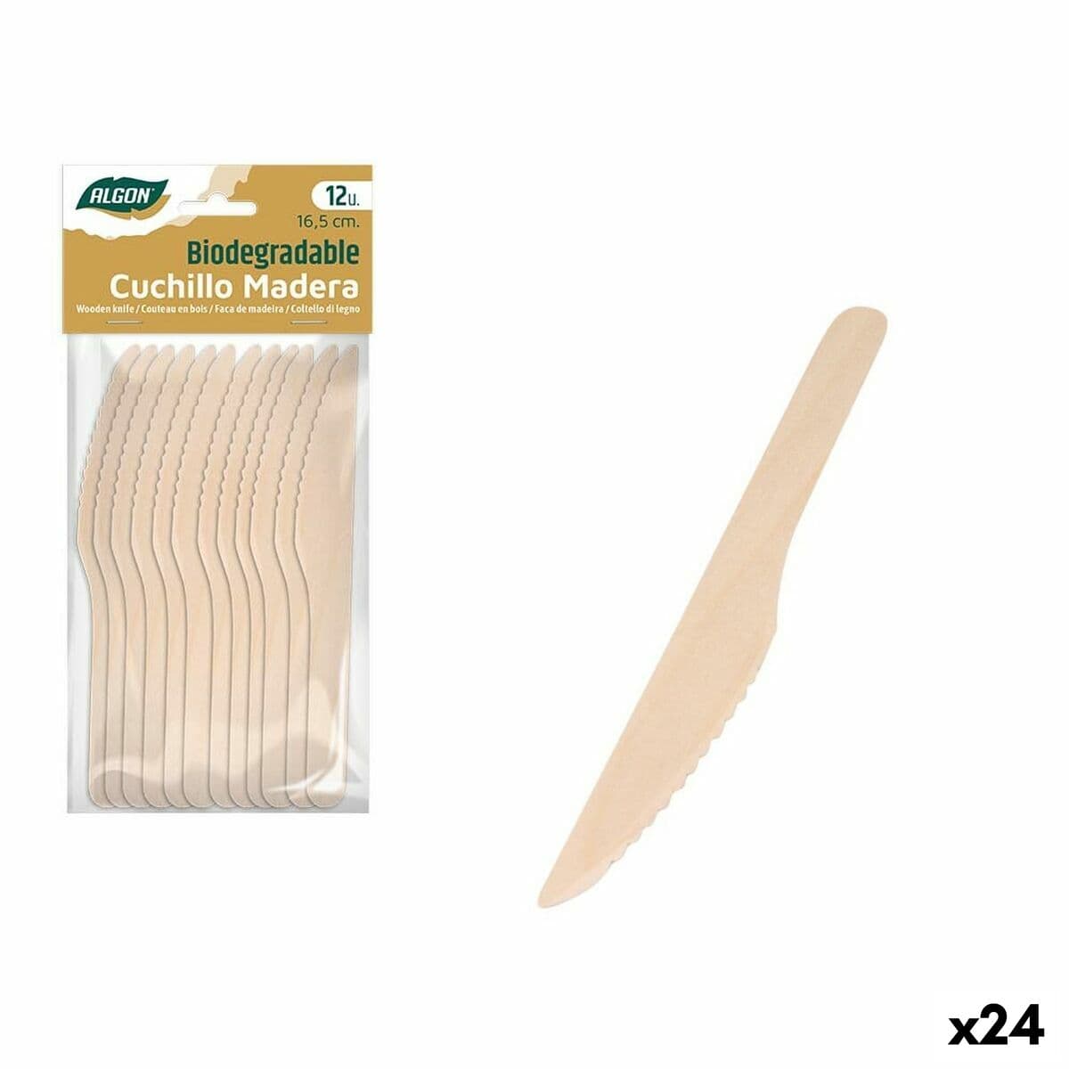 Knife Set Algon Wood 12 Pieces 16,5 cm (24 Units)
