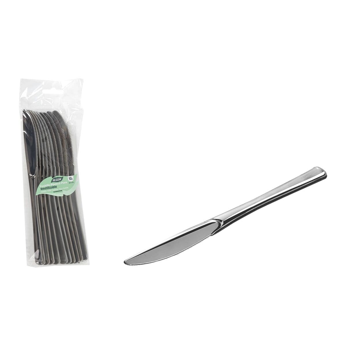 Reusable knife set Algon Silver Plastic 20 cm 10 Pieces (24 Units)