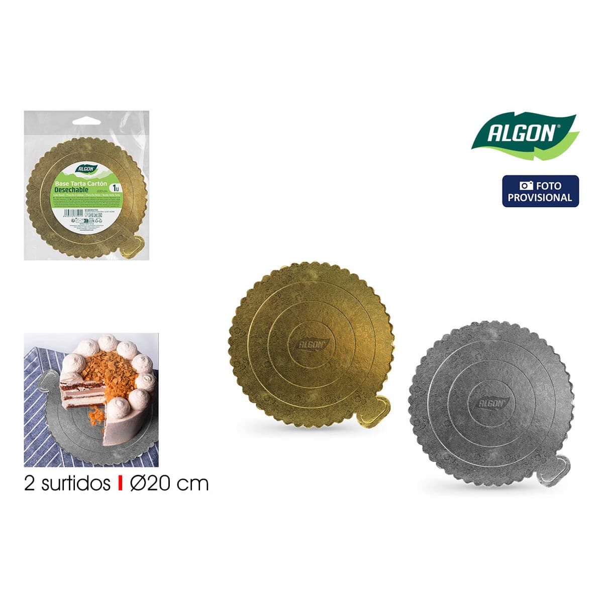 Cake stand Algon Golden 20 x 20 cm (36 Units)