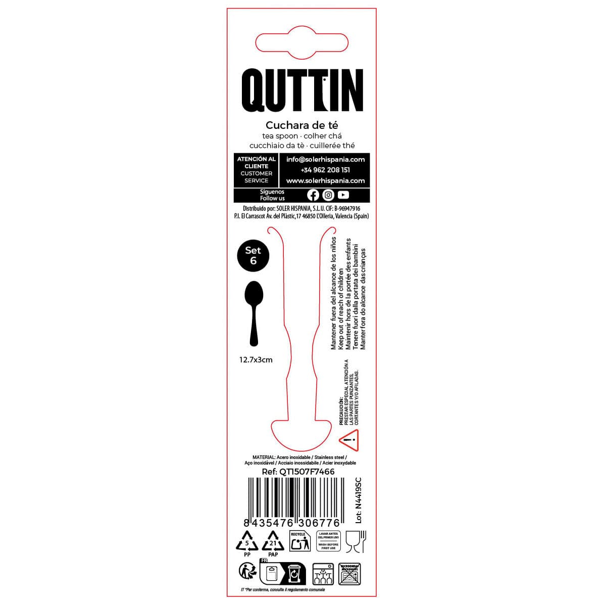 Teaspoon Quttin Sofia 6 Pieces 12 Units