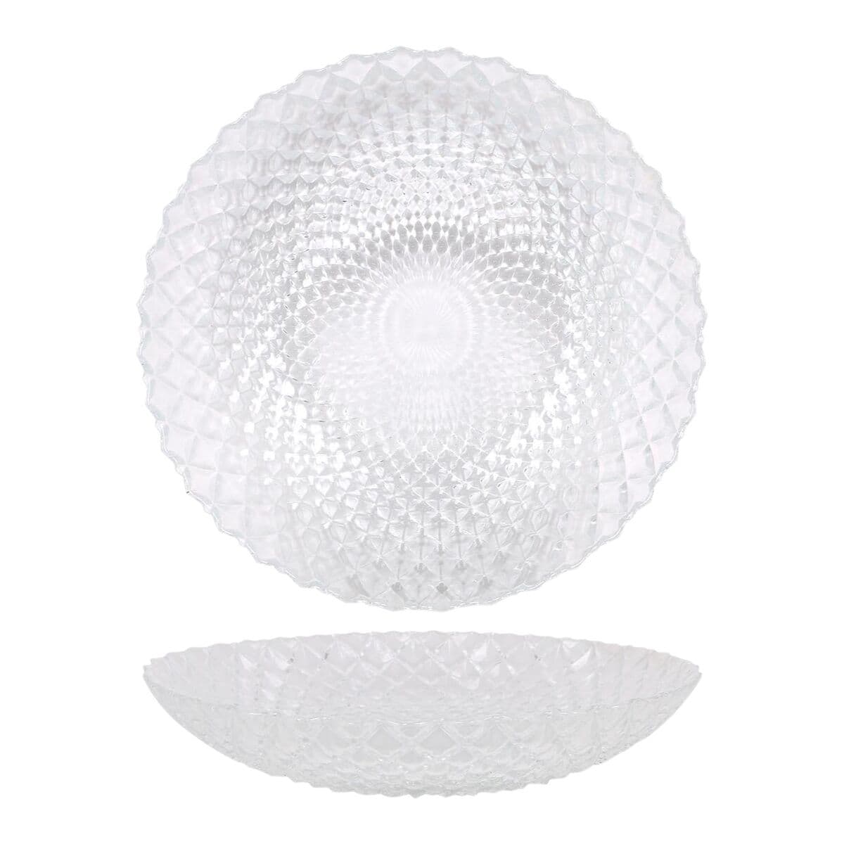 Deep Plate La Mediterránea Diamond Transparent Glass Ø 20 cm (12 Units)