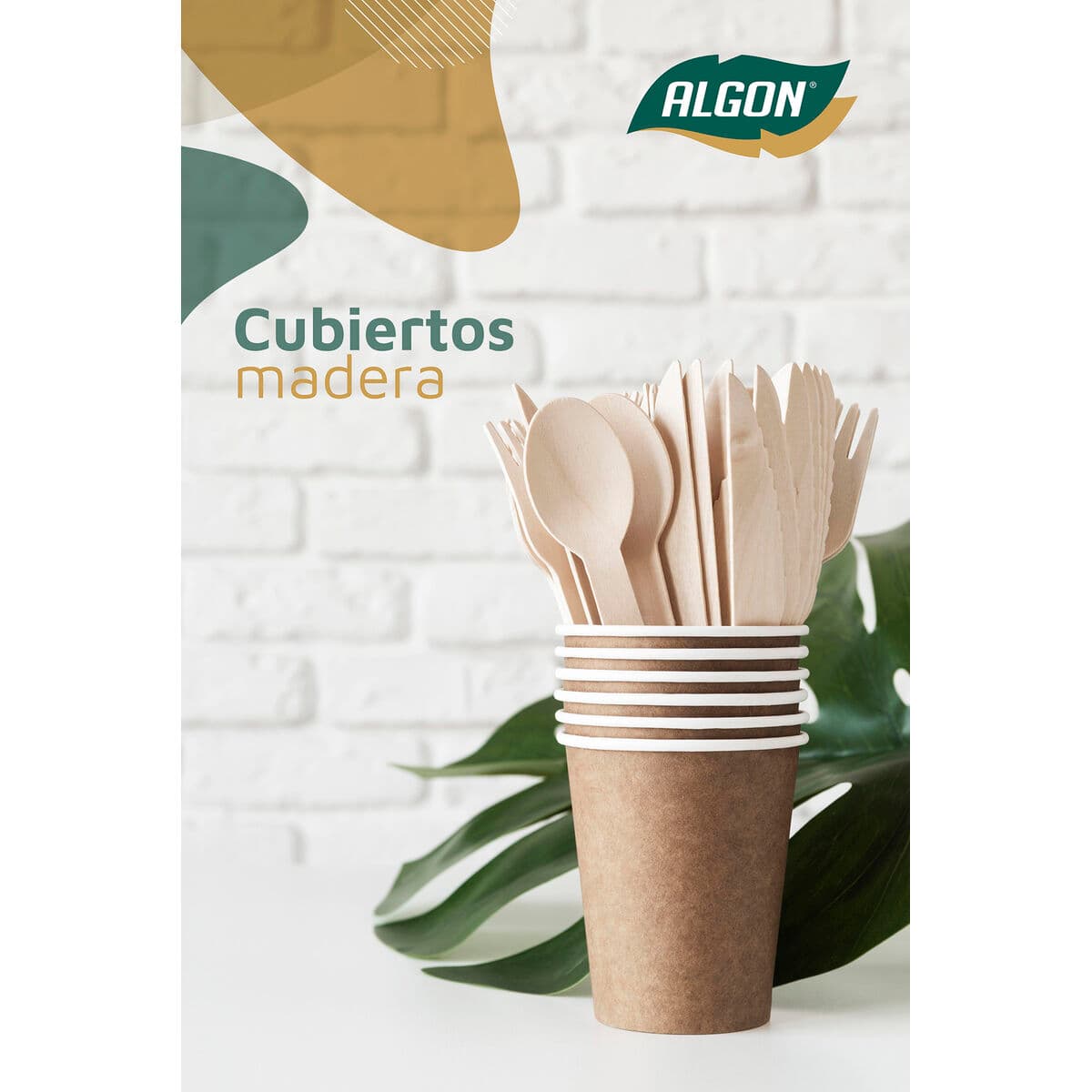 Set of Spoons Algon Brown Wood 13,8 cm 12 Pieces (24 Units)