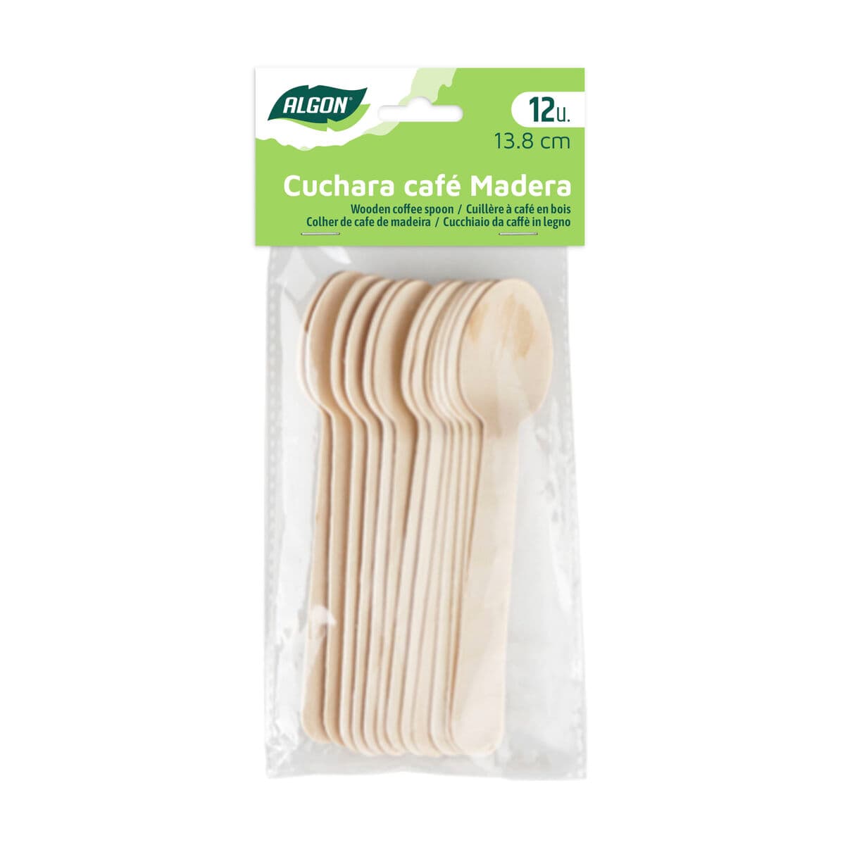 Set of Spoons Algon Brown Wood 13,8 cm 12 Pieces (24 Units)