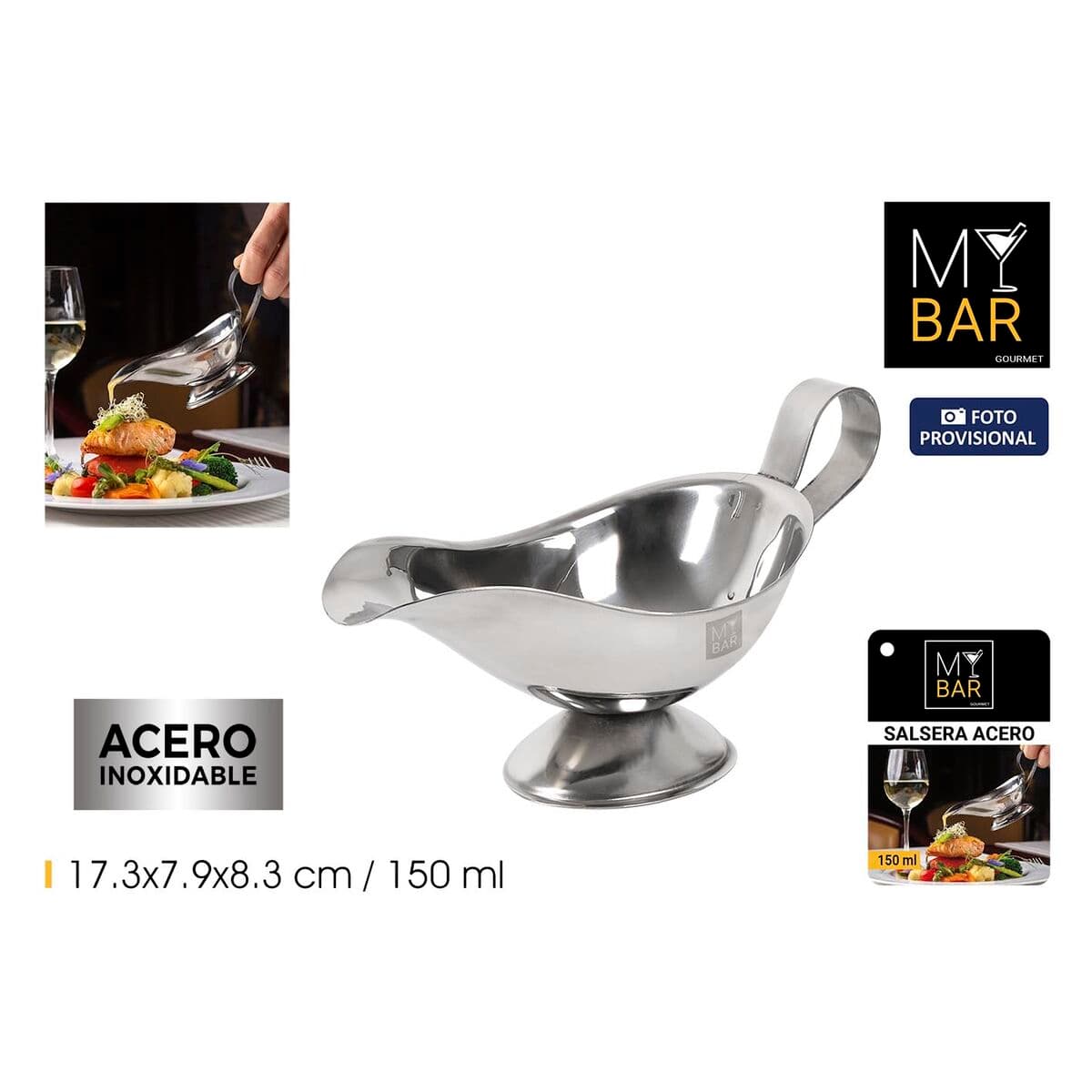 Sauce Boat My Bar Steel 150 ml Silver (12 Units)