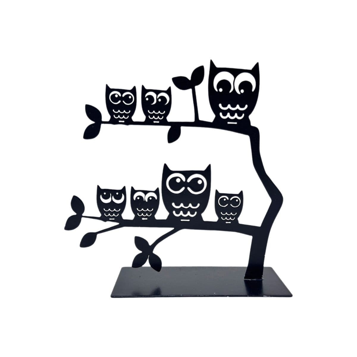 Jewellery Stand Versa Black Metal Iron 7 X 18 X 18 CM Owl Famil